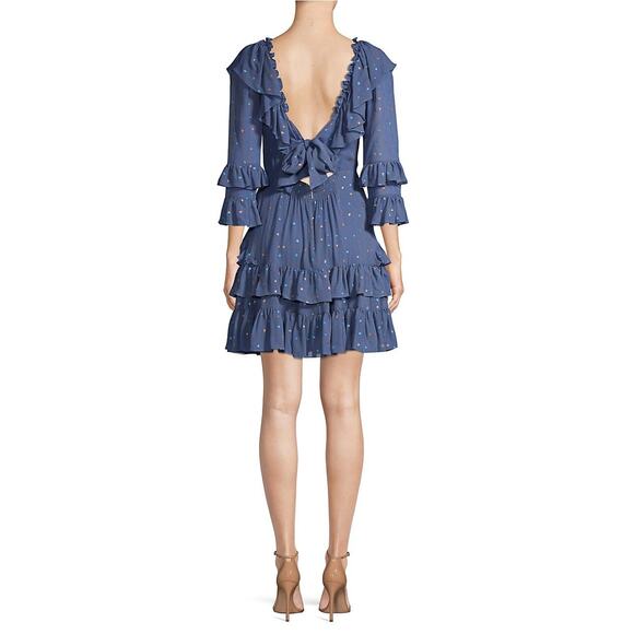 Rebecca Taylor Silk Glitter Gem Chiffon Ruffle Dress - Picture 8 of 8